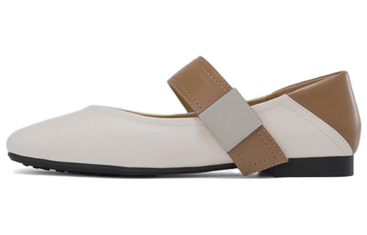 (Women) Aokang Sheepskin 'French Square Toe Beige Brown' 1234221030