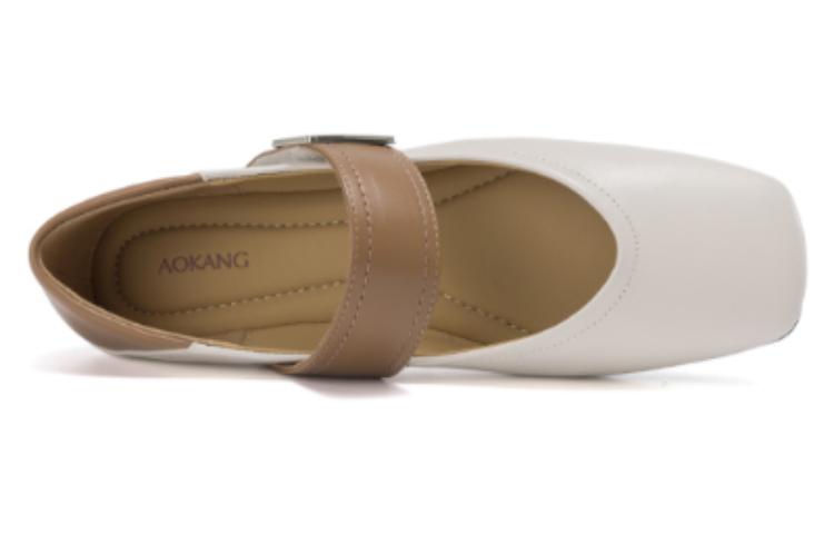 Lookbook (W) Aokang Kulit Domba 'Toe Kotak Prancis Beige Coklat' 1234221030