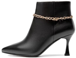 (Women) Aokang Sheepskin Ankle Boots 'Black Temperament Pointed Toe with Velvet Lining' 1214011007 (Women) Aokang Sheepskin Ankle Boots 'Black Temperament Pointed Toe with Velvet Lining' 1214011007