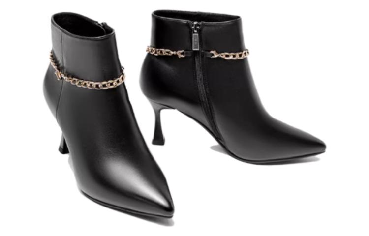 Lookbook (W) Aokang But Sheepskin Hitam Jari Runcing dengan Lapisan Velvet. 1214011007