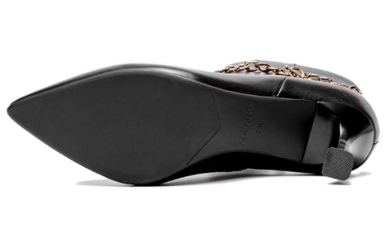 Shop (W) Aokang But Sheepskin Hitam Jari Runcing dengan Lapisan Velvet. 1214011007