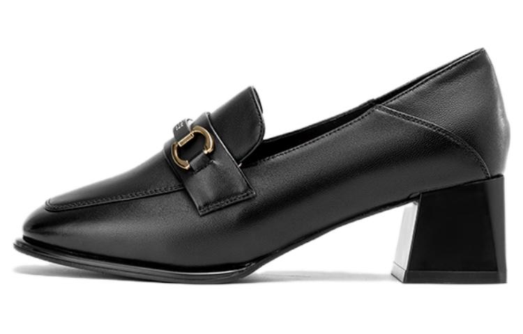 (Women) Aokang Sheepskin Black 5cm 'Fashion Casual Chunky Heel' 1234414018