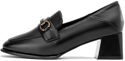 (Women) Aokang Sheepskin Black 5cm 'Fashion Casual Chunky Heel' 1234414018 (Women) Aokang Sheepskin Black 5cm 'Fashion Casual Chunky Heel' 1234414018