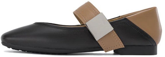 (Women) Aokang Sheepskin Black Brown 'French Square Toe Casual Flats' 1234221029 (Women) Aokang Sheepskin Black Brown 'French Square Toe Casual Flats' 1234221029