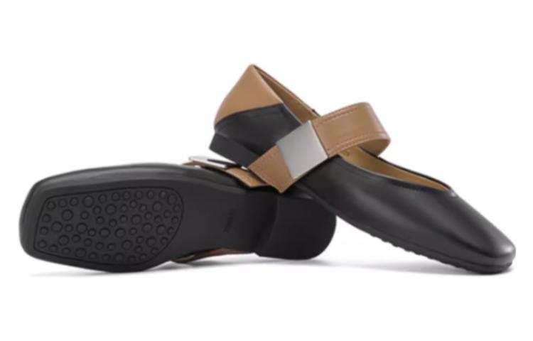 Lookbook (W) Aokang Kasut Kulit Hitam Coklat 'Kasut Kasual Hujung Petak Perancis' 1234221029