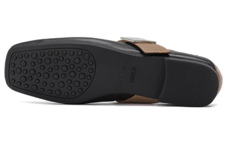 Shop (W) Aokang Kasut Kulit Hitam Coklat 'Kasut Kasual Hujung Petak Perancis' 1234221029