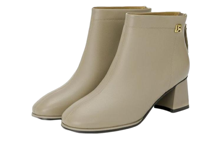 (W) Aokang Sheepskin Fashion Round Toe Ankle Boots 'Khaki' 圖 3