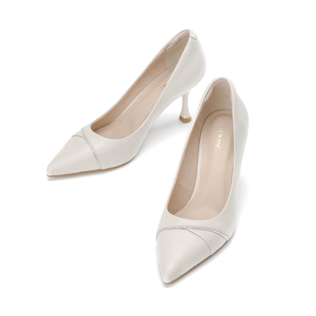 (W) Aokang Sheepskin Leather 7.2cm 'Beige' 'Temperament Casual Fashion High-Heel' 圖 4