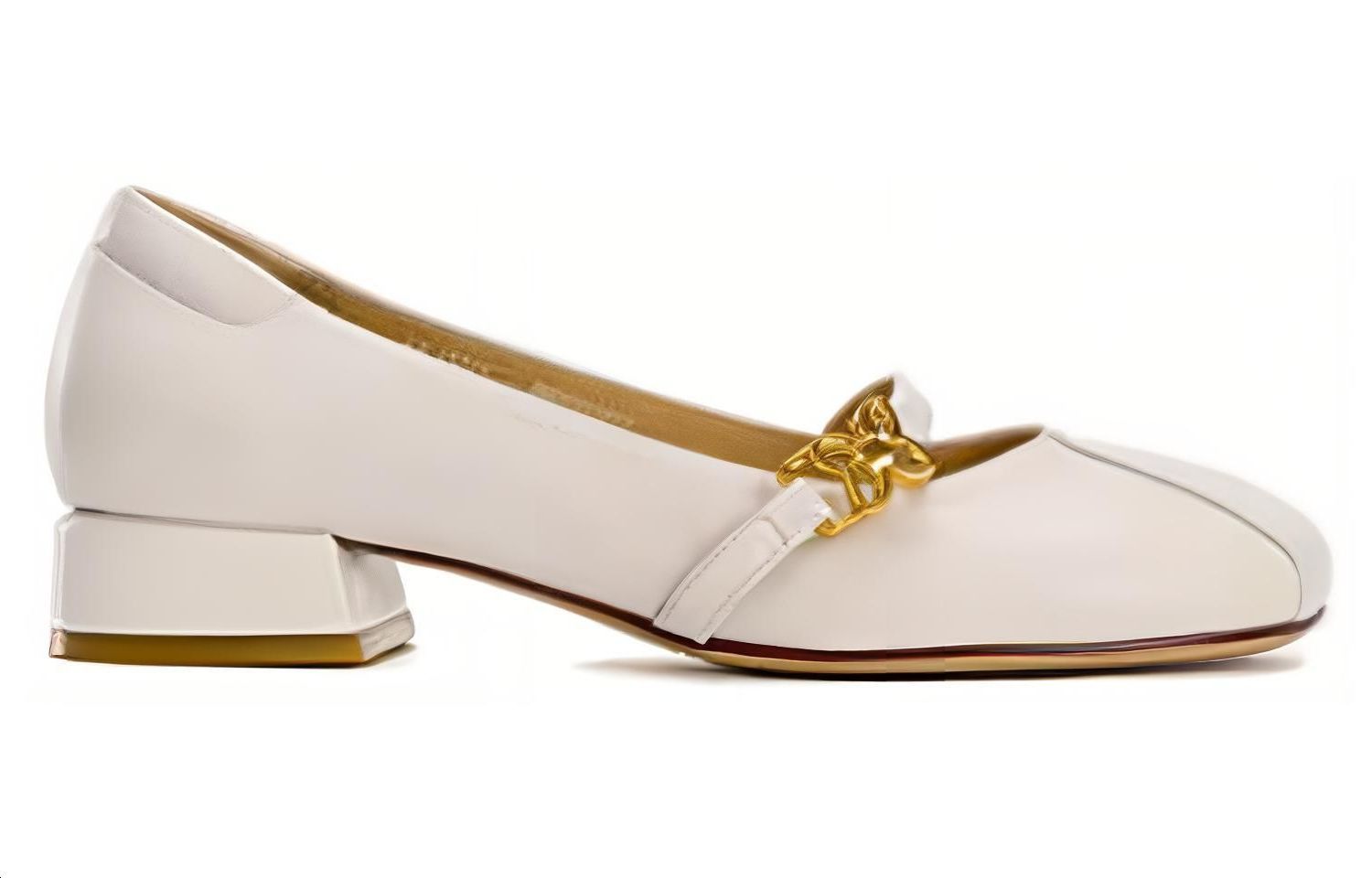 (W) Aokang Sheepskin Round Toe Buckle Casual Shoes 'White' 圖 2