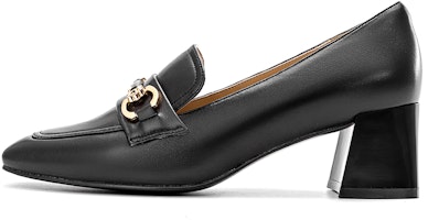 (Women) Aokang Sheepskin Square-Toe Chunky Heel 'Black' 1224414047 (Women) Aokang Sheepskin Square-Toe Chunky Heel 'Black' 1224414047