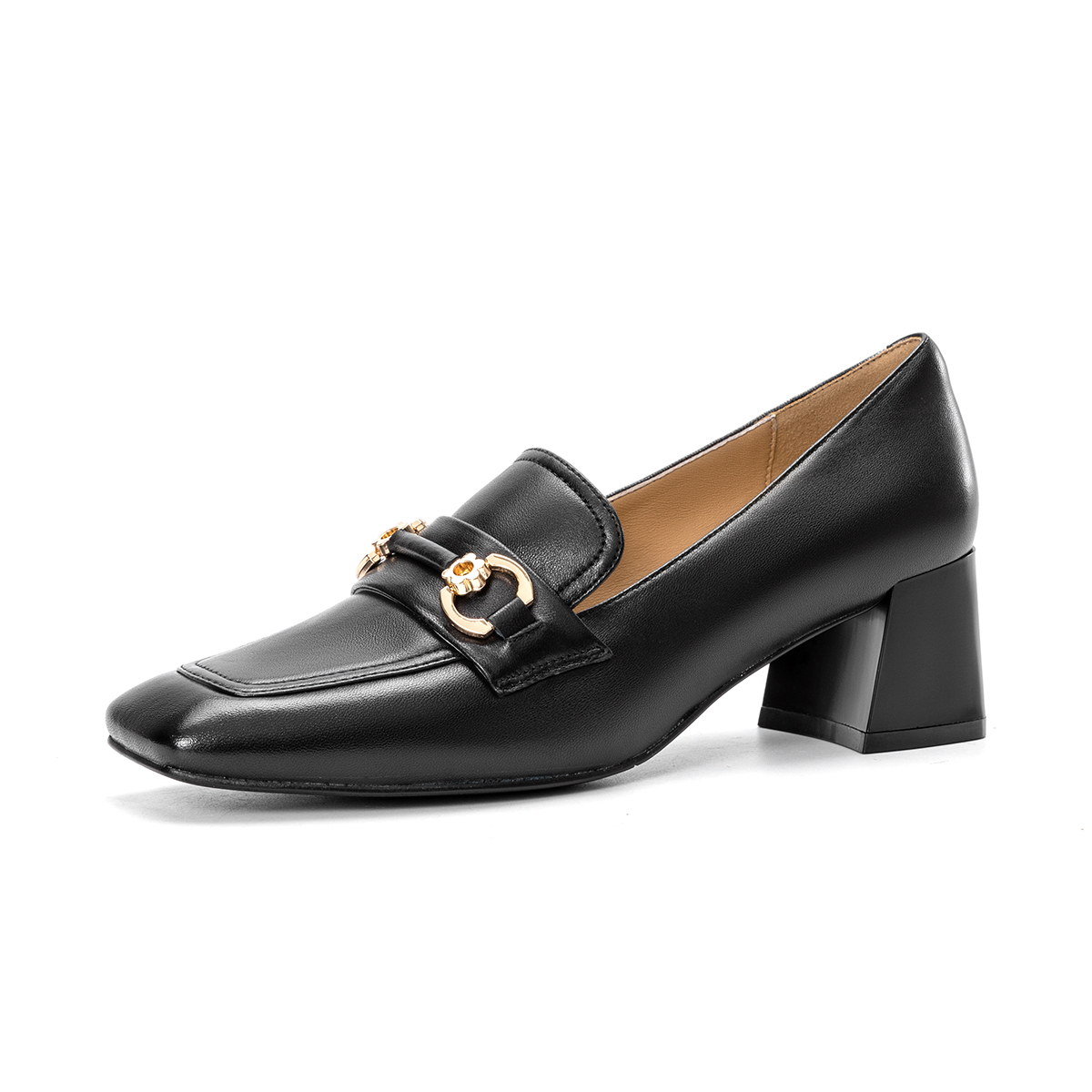 Order (W) AOKANG羊革スクエアトゥチャンキーヒール (ブラック) 1224414047