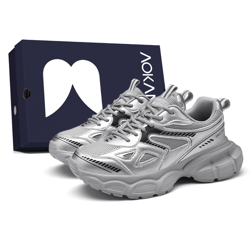 (Women) AOKANG Silver Lightweight Breathable Dad Shoes with Lift Support 1110740532X1
