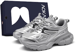 (Women) AOKANG Silver Lightweight Breathable Dad Shoes with Lift Support 1110740532X1 (Women) AOKANG Silver Lightweight Breathable Dad Shoes with Lift Support 1110740532X1