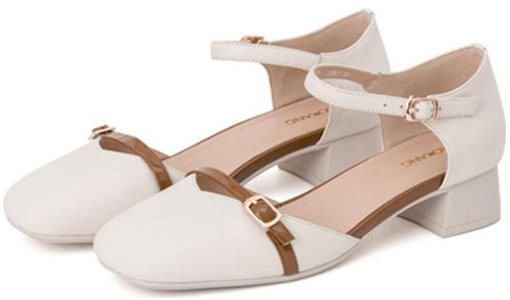 奧康AOKANG 頭層牛皮 方頭搭扣 粗跟 高跟鞋 3.5cm 女款 米卡其色 Lookbook 奧康AOKANG 頭層牛皮 方頭搭扣 粗跟 高跟鞋 3.5cm 女款 米卡其色