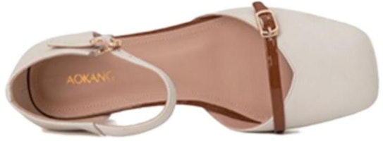 (W) Aokang Heels Chunky Gesper Persegi 'Beige' 1234711013 Purchase (W) Aokang Heels Chunky Gesper Persegi 'Beige' 1234711013