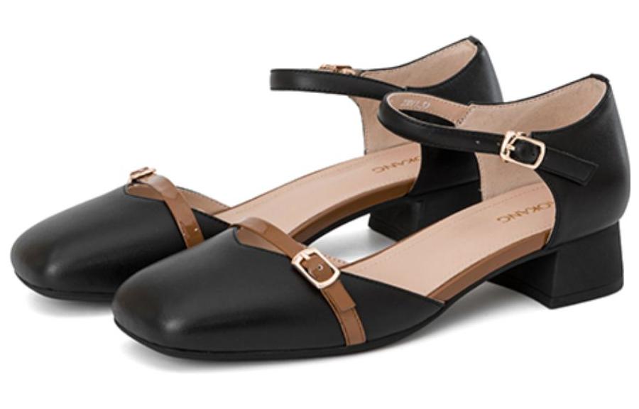 Lookbook (W) 【レディース】奥康スクエアトゥバックルブロックヒール「ブラックカーキ」 1234711012