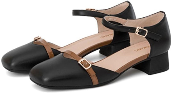 (W) Aokang Tacón Cuadrado Hebilla 'Negro Caqui' 1234711012 Lookbook (W) Aokang Tacón Cuadrado Hebilla 'Negro Caqui' 1234711012