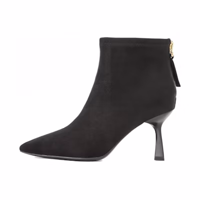 (W) Aokang Suede Fashion Versatile Ankle Boot 'Black'