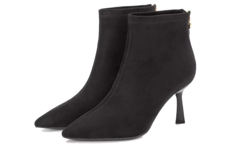 (W) Aokang Suede Fashion Versatile Ankle Boot 'Black' 圖 3