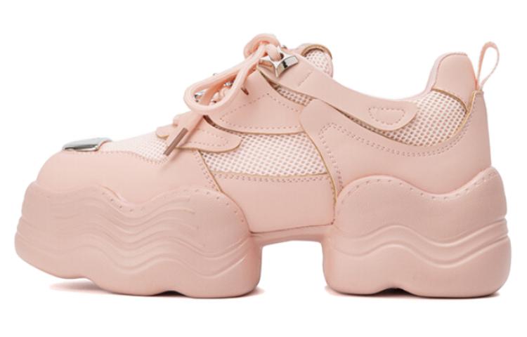 (Women) Aokang Synthetic Leather Chunky Low-Top 'Pink' 1234432010