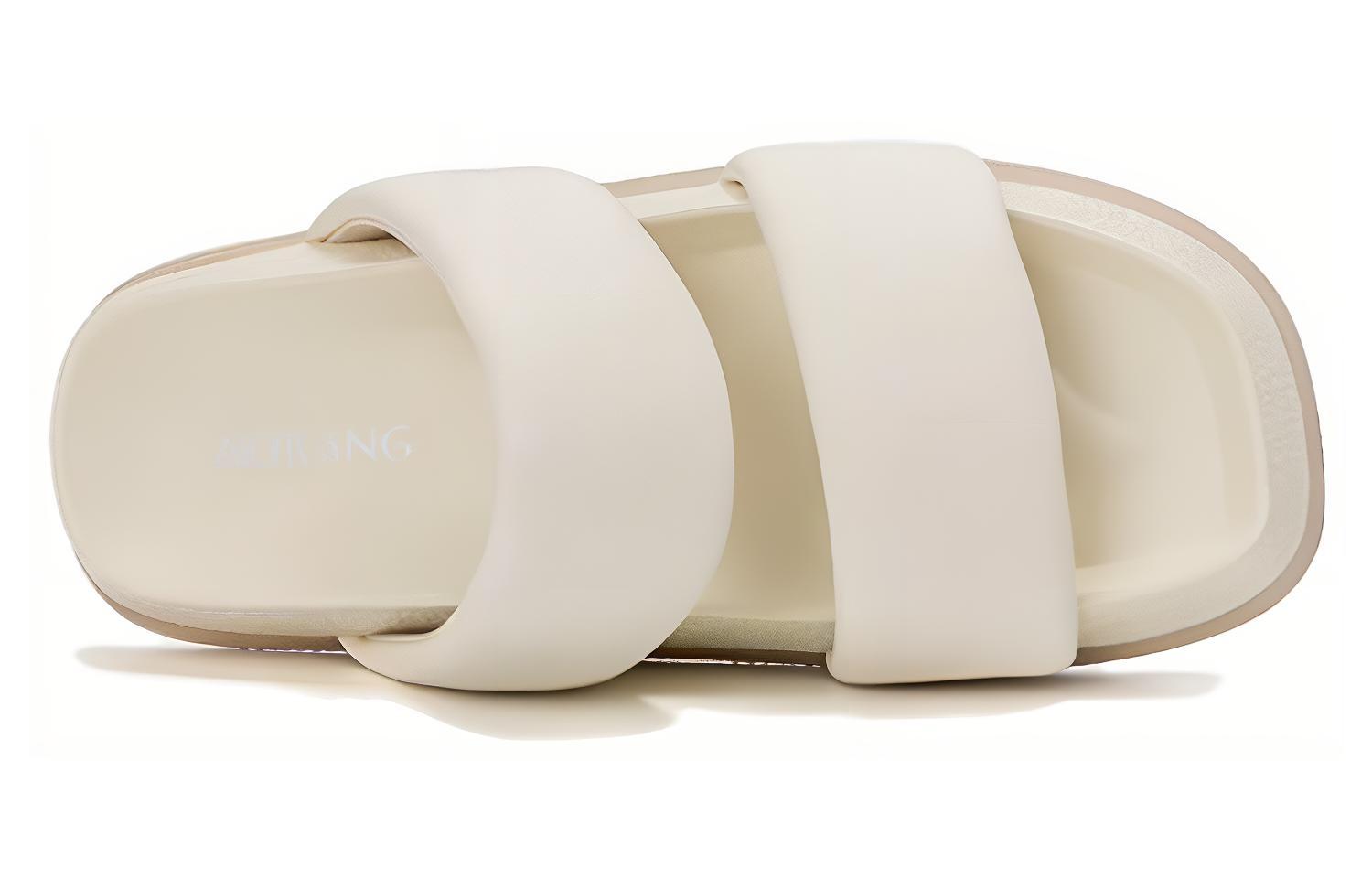 (W) Aokang Synthetic Leather Fashion Soft Sole Slide 'Beige' 圖 4