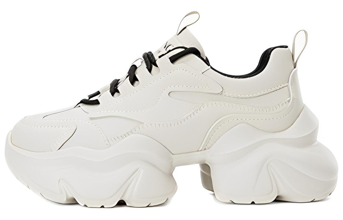 (W) Aokang Synthetic Leather Low-Top 'Beige Fashion Dad Shoe'