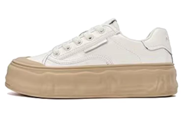 (Women) Aokang Synthetic Leather Low-Top Sneakers 'Beige-Apricot' 1234322051