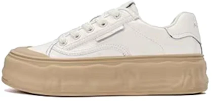 (Women) Aokang Synthetic Leather Low-Top Sneakers 'Beige-Apricot' 1234322051 (Women) Aokang Synthetic Leather Low-Top Sneakers 'Beige-Apricot' 1234322051