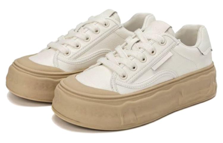 Lookbook (W) Aokang Kasut Sneakers Rendah Kulit Sintetik 'Beige-Apricot' 1234322051
