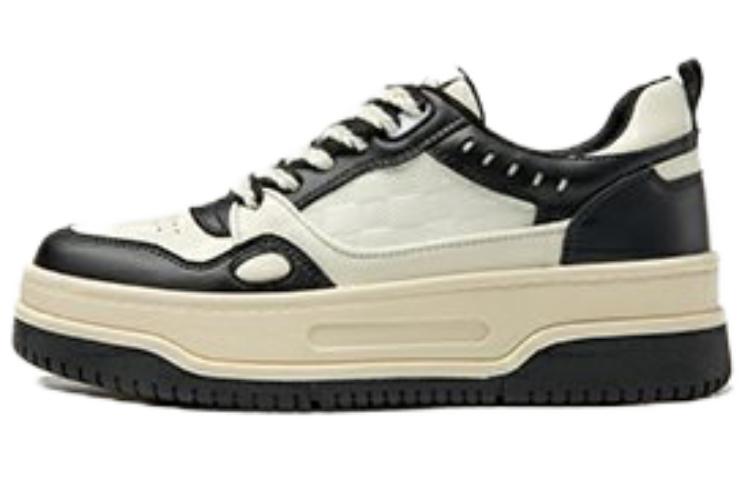 (Women) Aokang Synthetic Leather Low Top 'Beige Black Platform' 1234322036