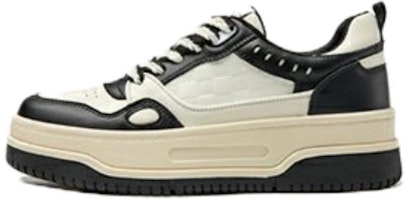 (Women) Aokang Synthetic Leather Low Top 'Beige Black Platform' 1234322036 (Women) Aokang Synthetic Leather Low Top 'Beige Black Platform' 1234322036
