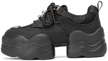 (Women) Aokang Synthetic Leather Platform Low-Top 'Black Dad Shoes' 1234432008 (Women) Aokang Synthetic Leather Platform Low-Top 'Black Dad Shoes' 1234432008