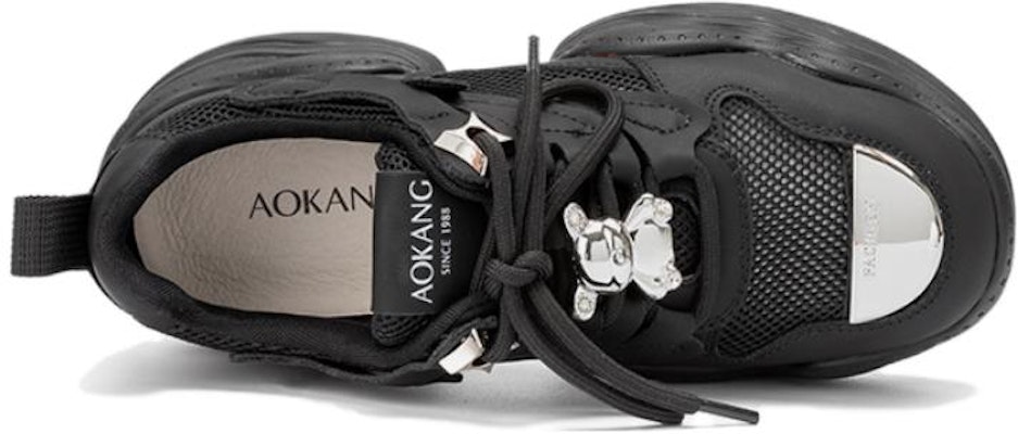 (Women) Aokang Synthetic Leather Platform Low-Top 'Black Dad Shoes' 1234432008 Order (Women) Aokang Synthetic Leather Platform Low-Top 'Black Dad Shoes' 1234432008