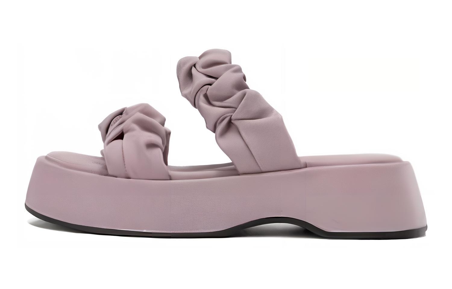 (W) Aokang Synthetic Leather Platform Slides 'Fairy Style Purple'