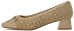 Buy (W) Aokang Kain Tumit Tinggi Bulat 3.5cm 'Aprikot' Slides 1234111037