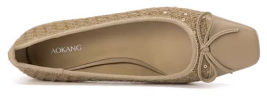 (W) Aokang Kain Tumit Tinggi Bulat 3.5cm 'Aprikot' Slides 1234111037 Shop (W) Aokang Kain Tumit Tinggi Bulat 3.5cm 'Aprikot' Slides 1234111037