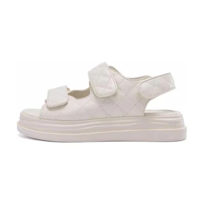 (W) Aokang Toe Loop Magic Tape Sandals 'Beige'