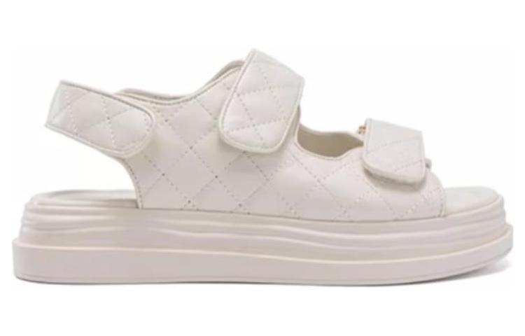 (W) Aokang Toe Loop Magic Tape Sandals 'Beige' 圖 2