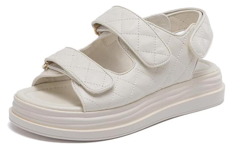 (W) Aokang Toe Loop Magic Tape Sandals 'Beige' 圖 4