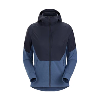 (Women) Arcteryx Delta Hybrid Fleece Jacket Windproof Colorblock Hooded Warm Coat 29607