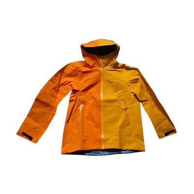 (Women) Arcteryx Logo Colorblock Hooded Shell Jacket Blaze Yellow/Amber Orange. 31524