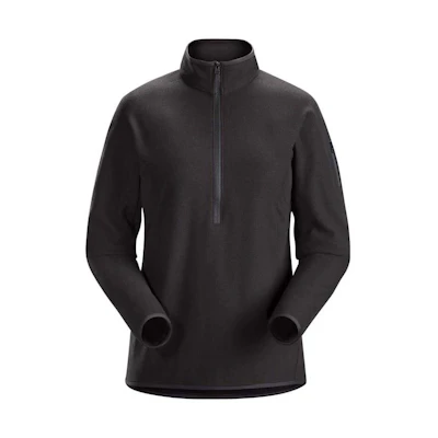 (Women) Arcteryx Arc'teryx Delta LT Zip Pullover Black High-Neck Long-Sleeve Sweatshirt. 23138