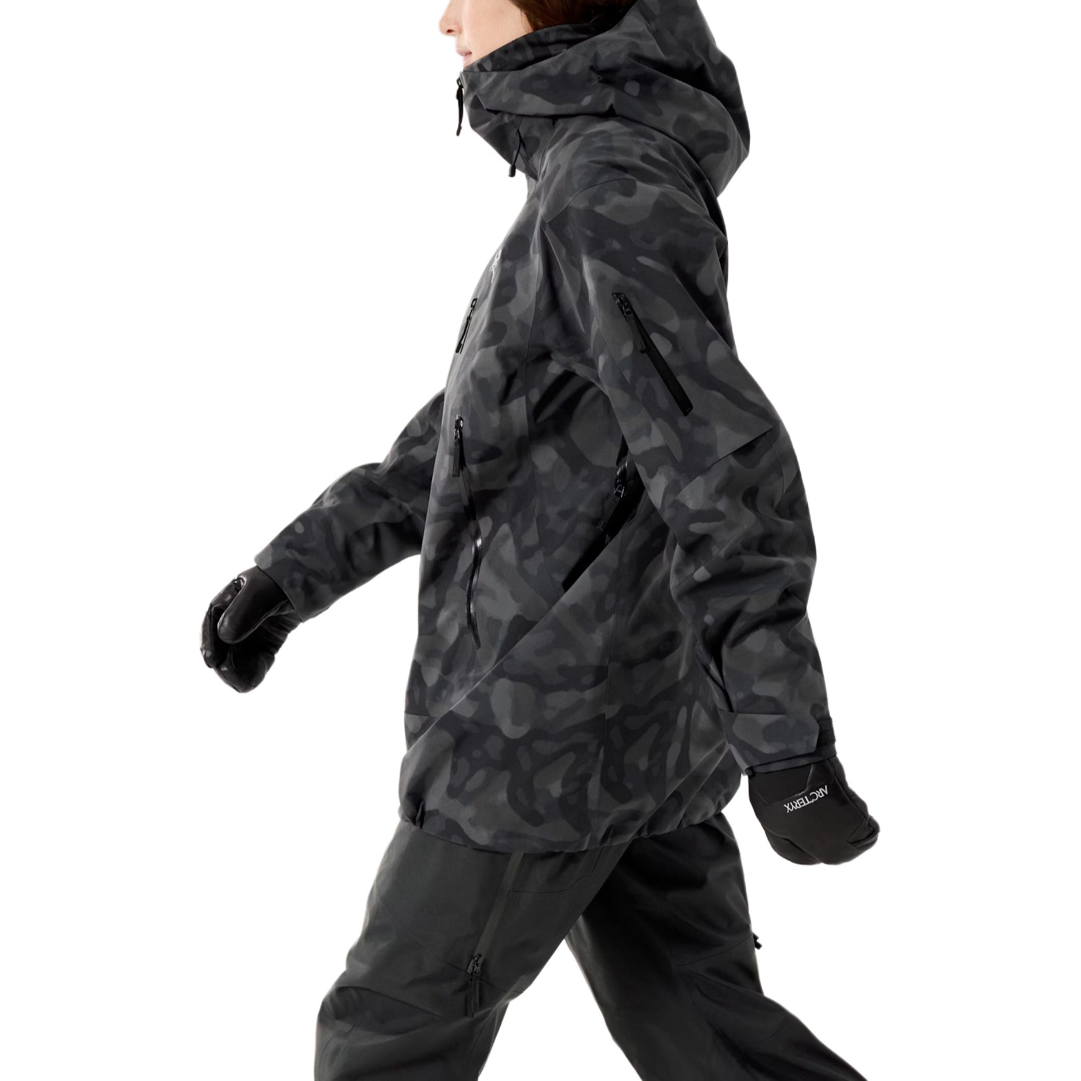 Sizing (W) Arcteryx Sentinel Jaket Kalis Air Hooded Hitam Camo Logo Grottoflage. X000007256