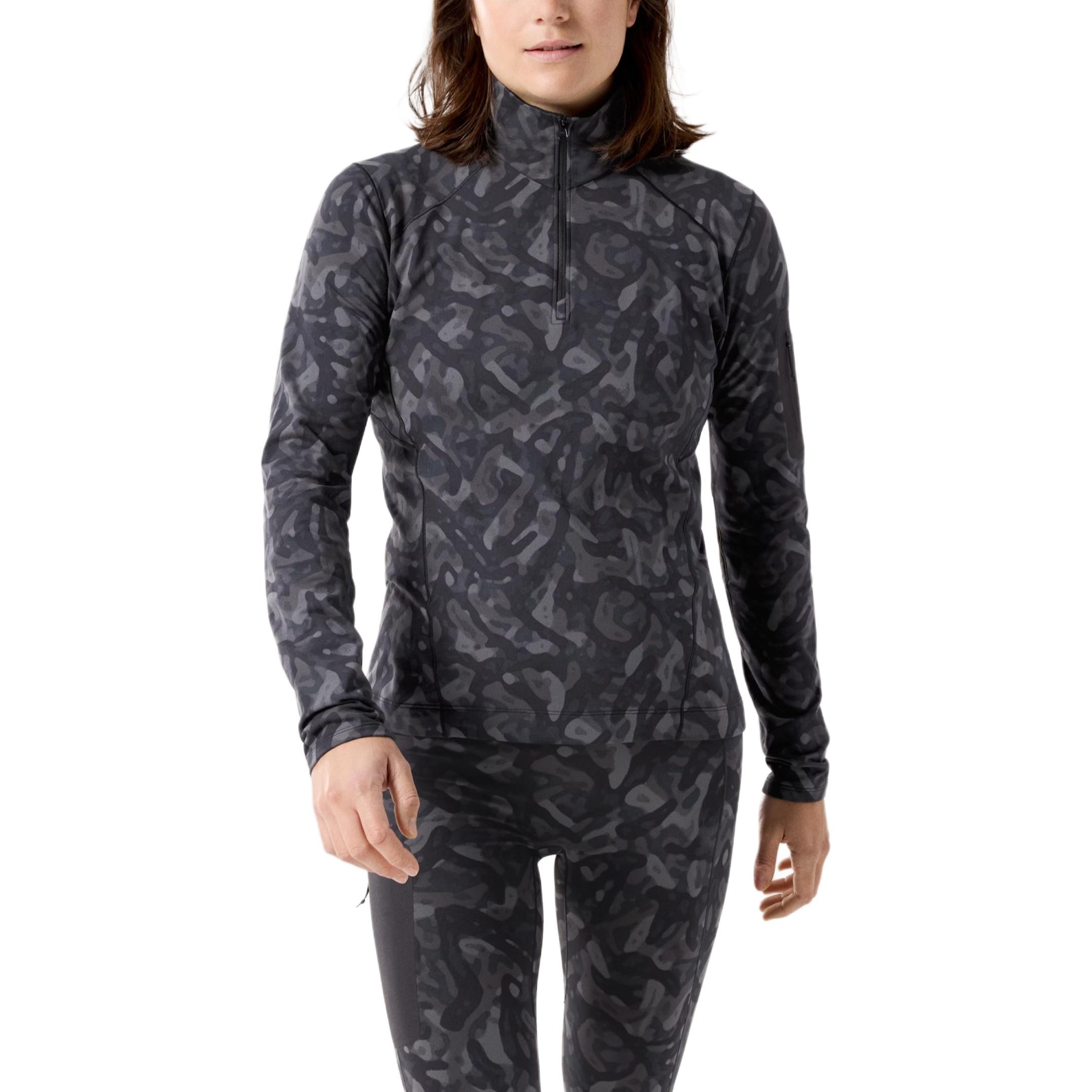 Lookbook (W) Arcteryx RHO FW24 Jaket Fleece Leher Tinggi Bercorak Camo Hitam - Siri Grottoflage X000007358