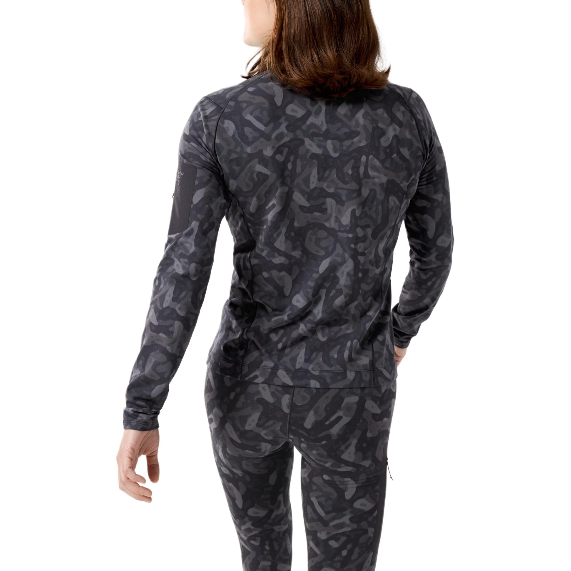 Shop (W) Arcteryx RHO FW24 Jaket Fleece Leher Tinggi Bercorak Camo Hitam - Siri Grottoflage X000007358