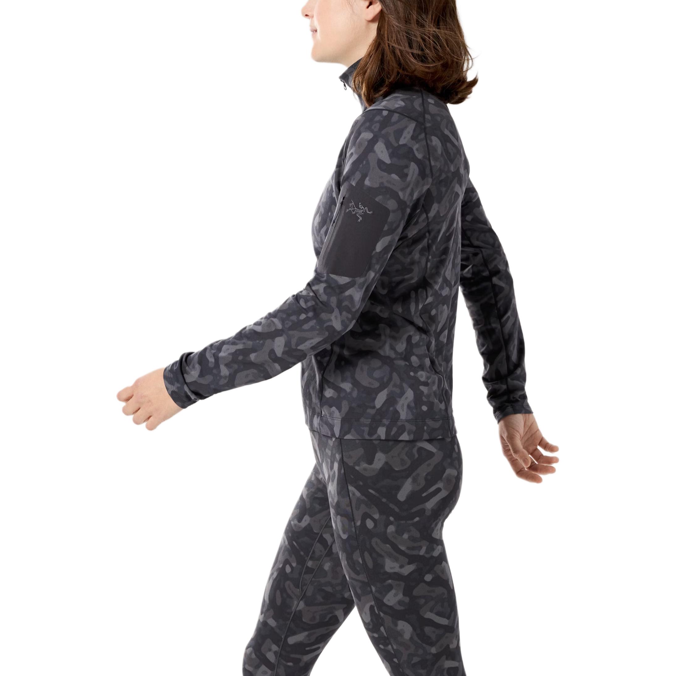 Purchase (W) Arcteryx RHO FW24 Jaket Fleece Leher Tinggi Bercorak Camo Hitam - Siri Grottoflage X000007358