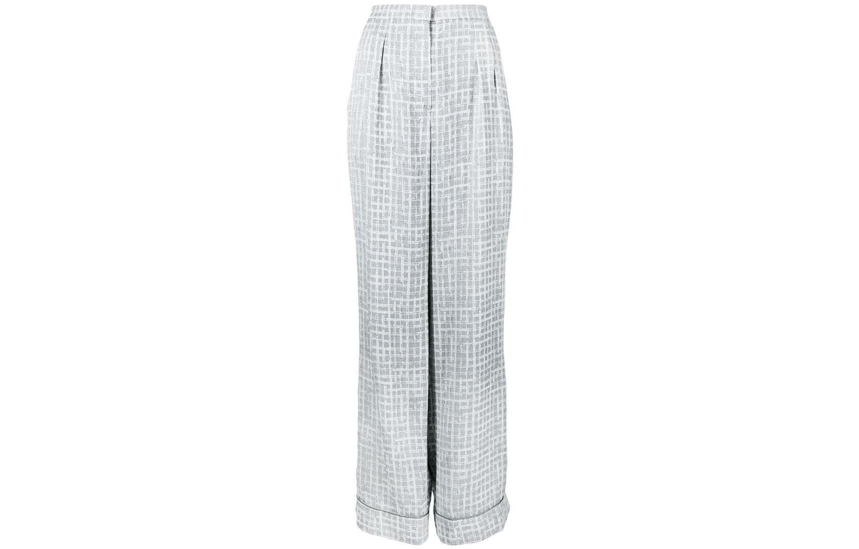 (Women) Armani/Emporio Armani SS22  Grey Check Pleated Straight-Leg Pants INP39TI212316