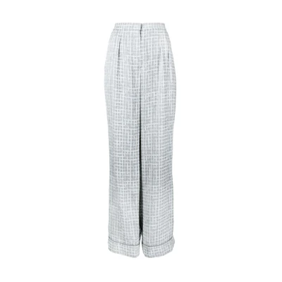 (Women) Armani/Emporio Armani SS22 Grey Check Pleated Straight-Leg Pants INP39TI212316