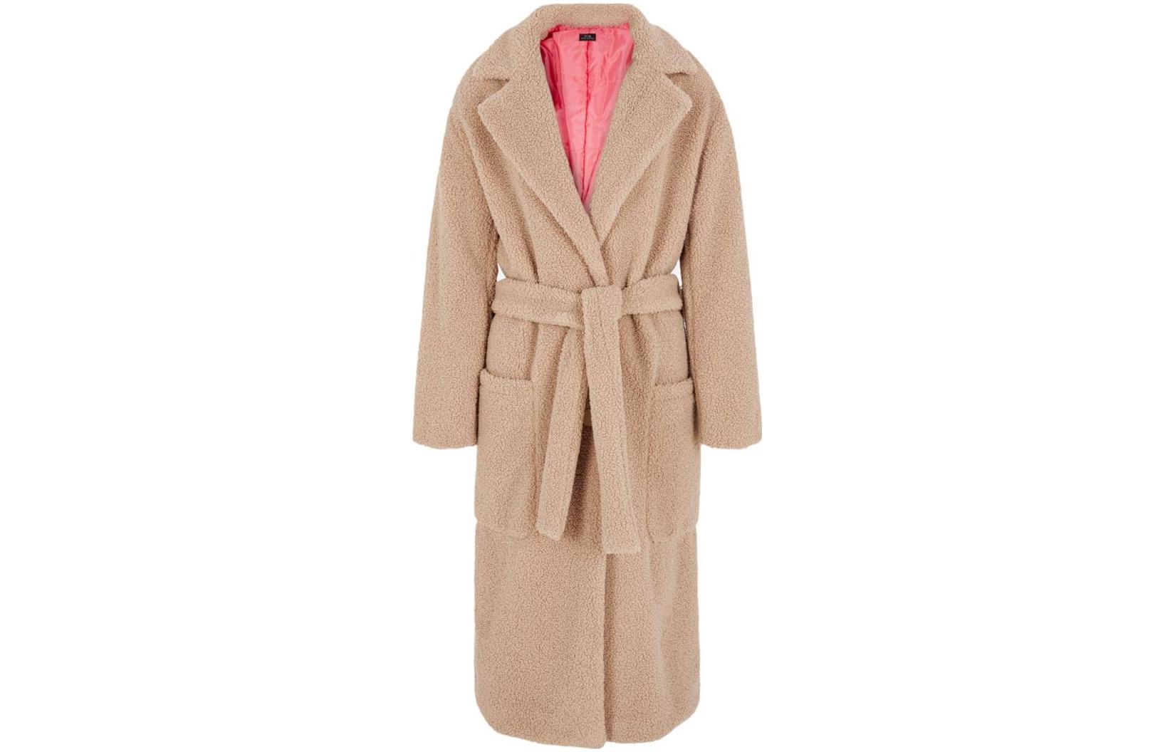 (Women) ARMANI EXCHANGE  Beige Belted Fleece Coat with Collar 6RYL04-YJFAZ-0748