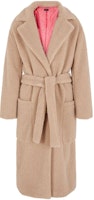(Women) ARMANI EXCHANGE Beige Belted Fleece Coat with Collar 6RYL04-YJFAZ-0748 (Women) ARMANI EXCHANGE Beige Belted Fleece Coat with Collar 6RYL04-YJFAZ-0748